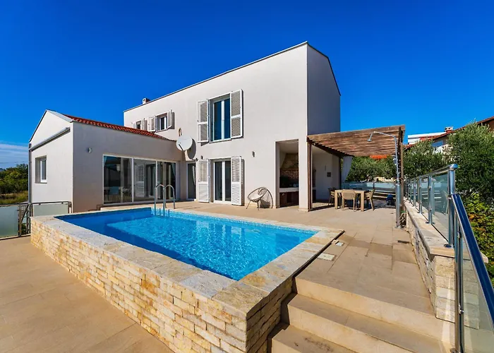 My Dalmatia - Sea View Anpero With Private Heated Pool And Sauna Tatil Evi Maslenica